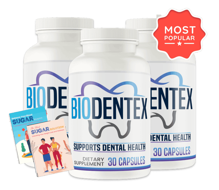Natural Biodentex oral health supplement hero section product image